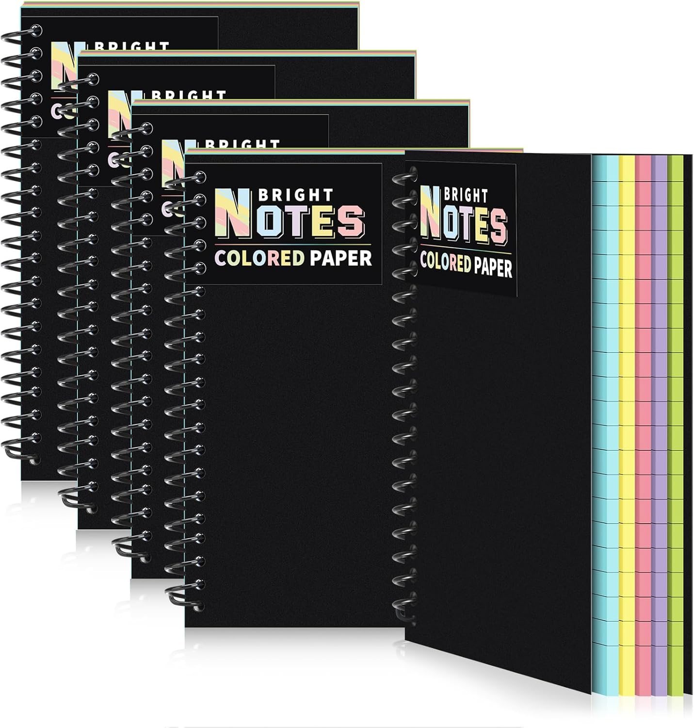 6 Pack Spiral Notebook 5 x 7 Inch College Ruled Colored Paper Notebook Lined Paper Composition Perforated Notepad
