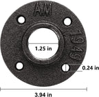Floor Flange - 1-1/4" Malleable Iron Pipe Fittings, 4 Threaded Holes, Vintage Style for DIY, 4 Pack