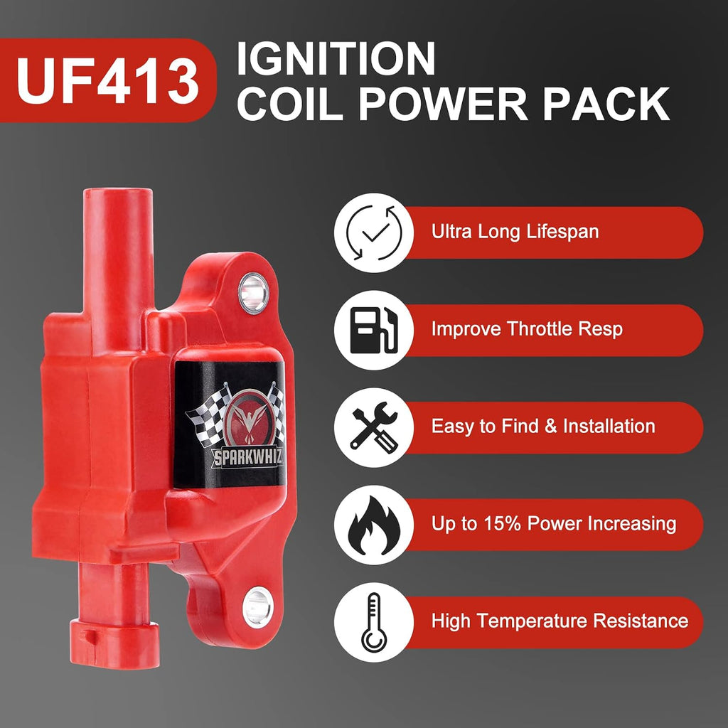 Set of 8 Square UF413 Ignition Coils Pack & Spark Plugs & Wires Set | Replacement for UF413 D510C 5C1554,Compatible