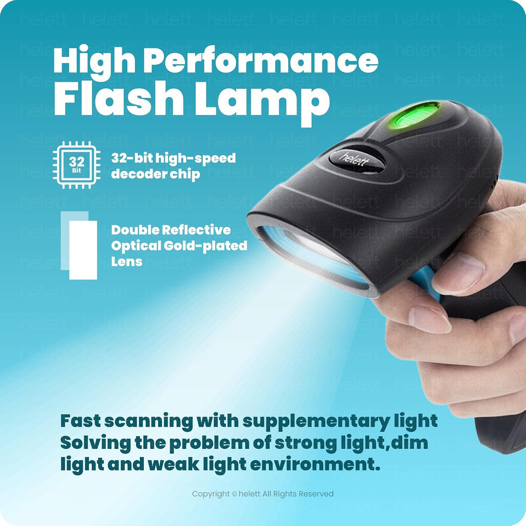 HT410 Wired Handheld 2D & 1D Barcode Scanner (QR Code & Barcode) Induction Scanning with Built-in Illumination Light