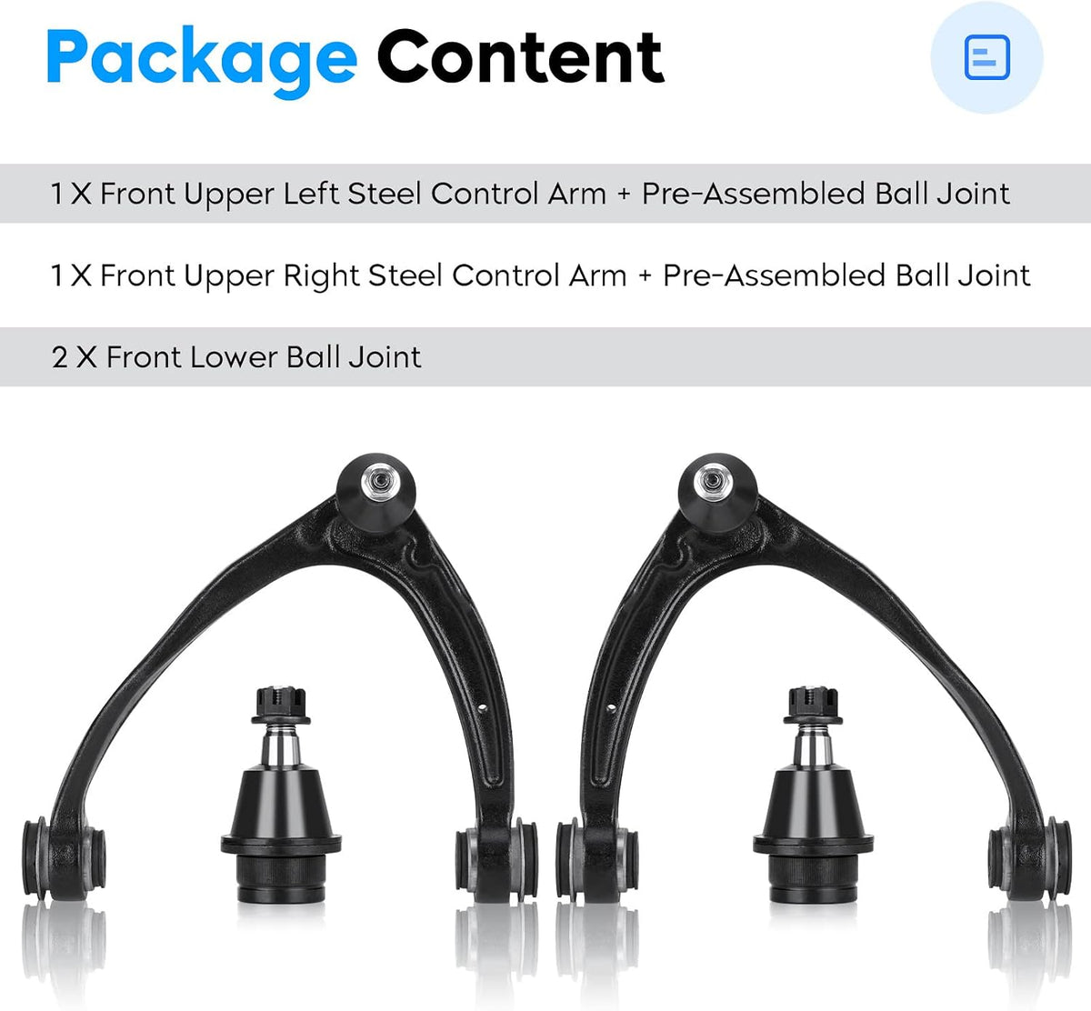 Front Upper Control Arms w/Ball Joints for (Forged Steel) Escalade 2007-2014 Chevy Silverado 1500 Suburban 1500 Tahoe Avalanche GMC Sierra 1500 Yukon Rebuild End Suspension Kit K80669 K80670