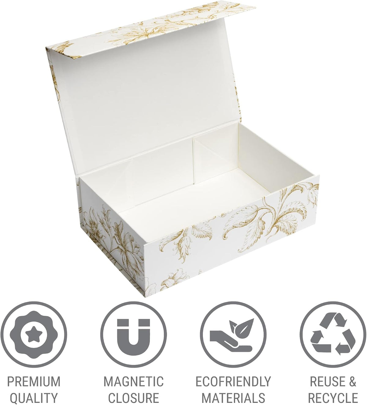 Luxury Keepsake Gift Box | Gold Floral, 11.5" x 7.5" x 3.5"