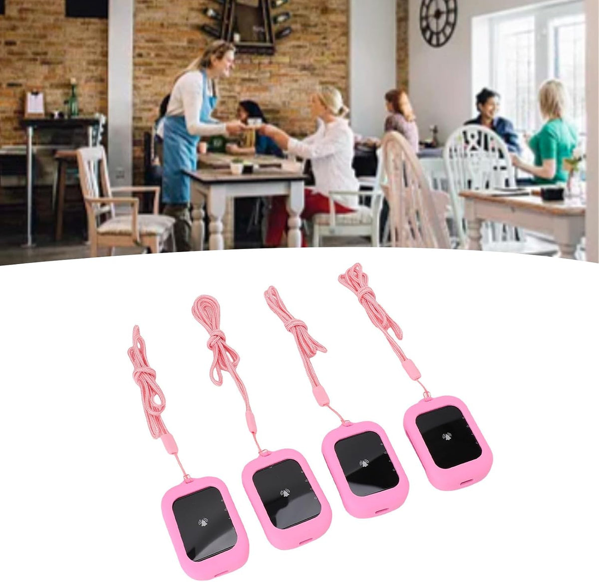 Restaurant Pager System,Wireless Calling System with 4 Receivers,800M 3 Prompt Mode Waterproofing Guest Queue Pager