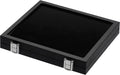 Jewelry Display Case Tempered Glass Top Lid Black Leatherette,Gemstone Display Case Jewelry Storage Box with Metal
