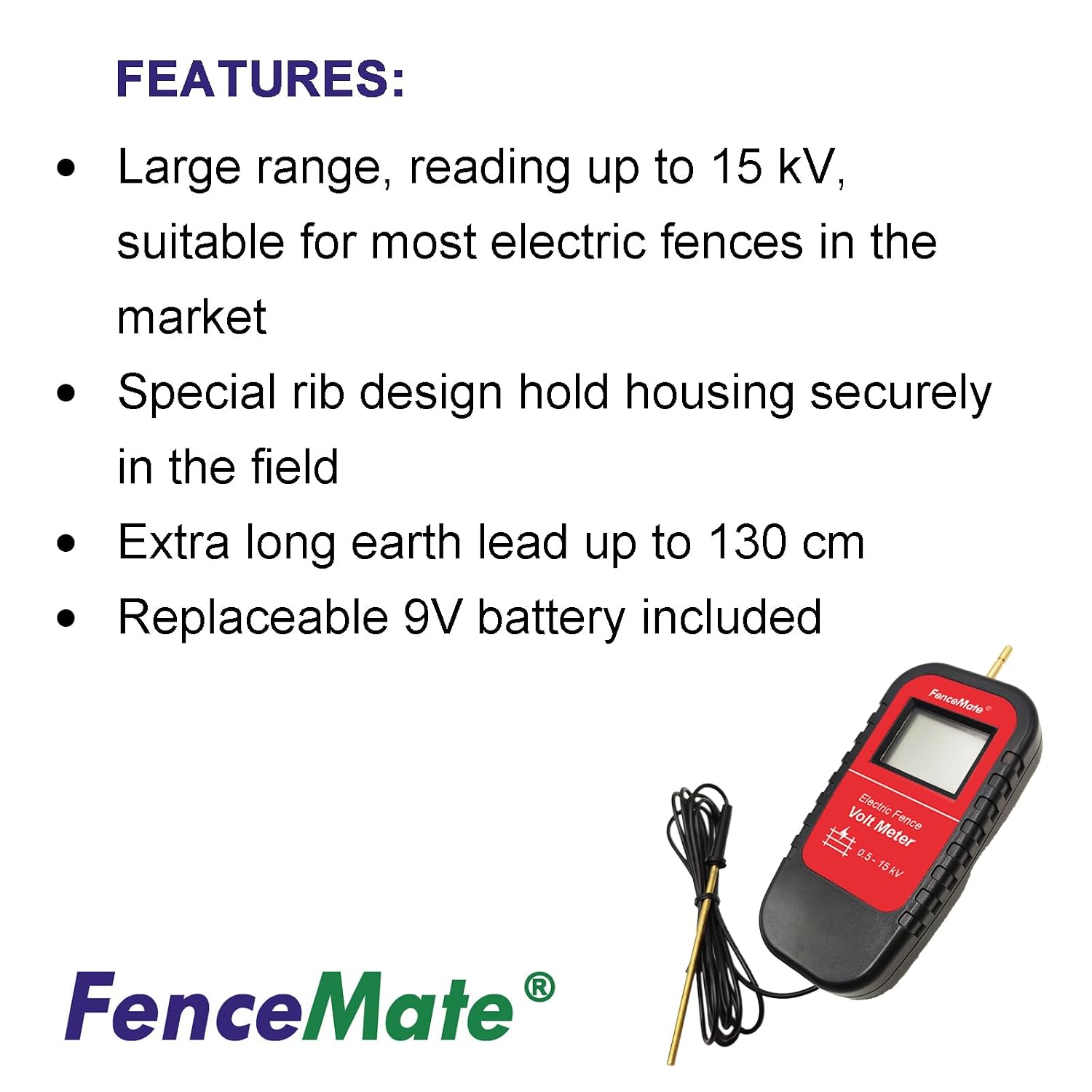 Digital Volt Meter for Electric Fence, Range up to 15,000 V