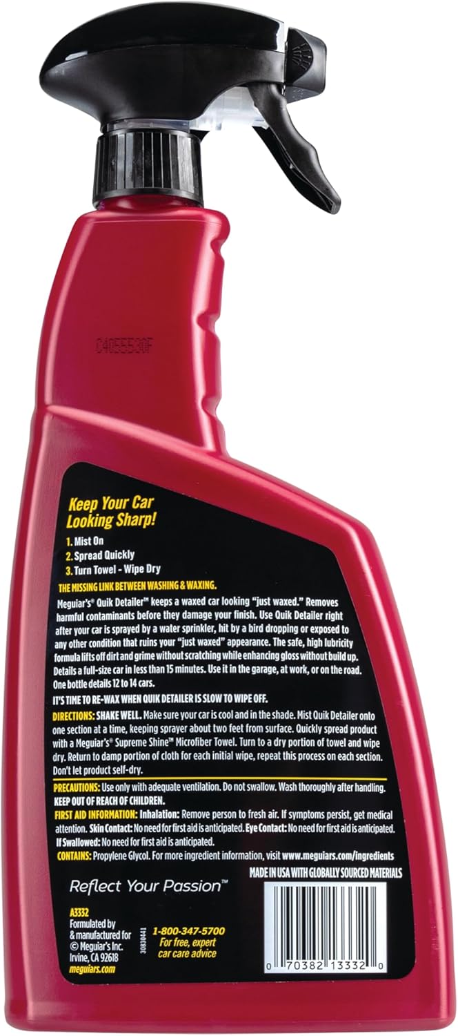 Quik Detailer, Mist & Wipe Car Detailing Spray, Clear Light Contaminants and Boost Shine with a Quick Detailer Spray