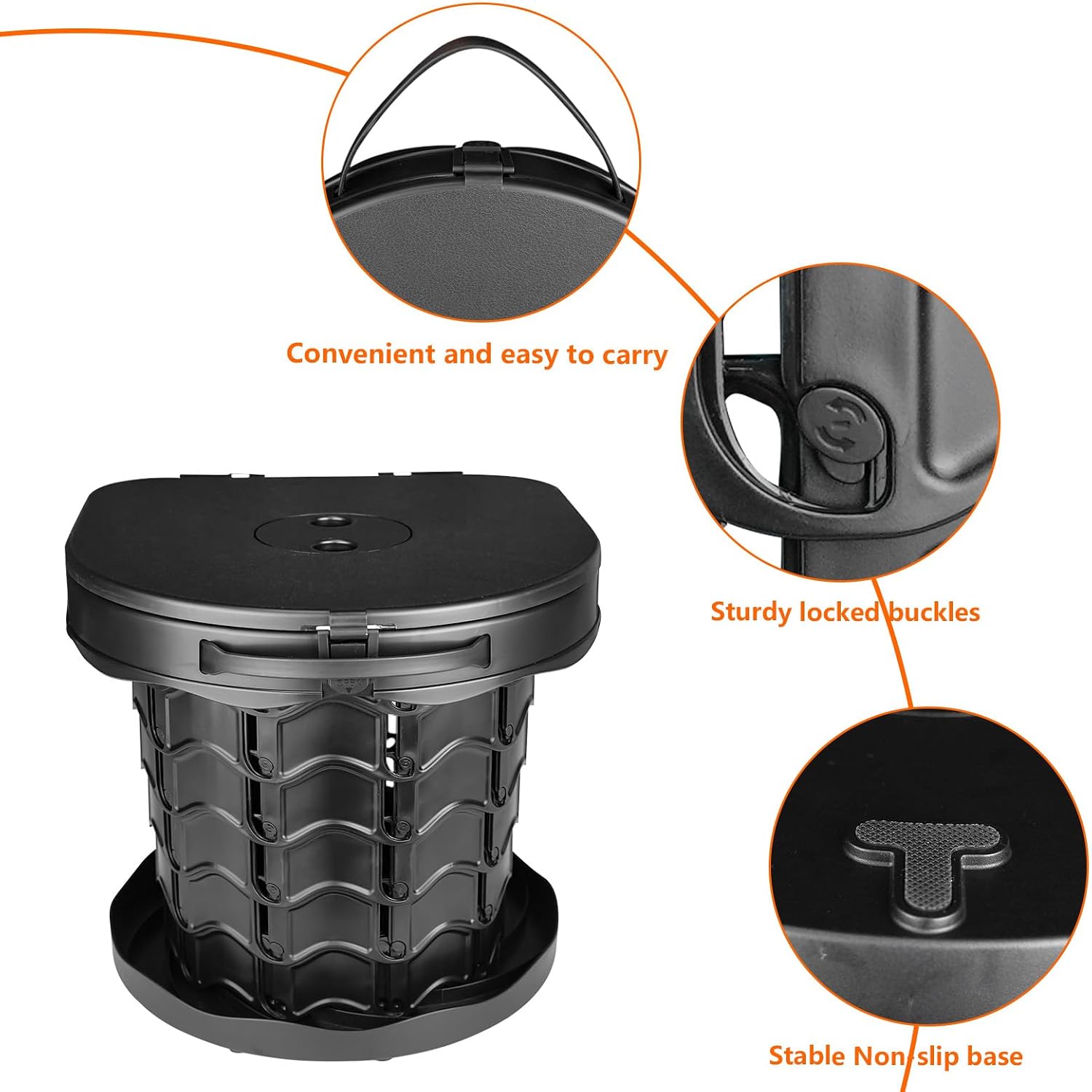 Portable camping Toilet, Foldable and Height Adjustable, Load Capacity 400lbs, with Carrying Handle, Perfect for