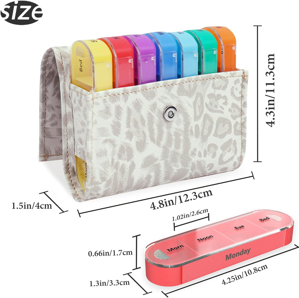 Pill Organizer,Haecsfl Weekly Travel Pill Case Box Medication Reminder Daily AM PM, Day Night 7 Compartments,for 4