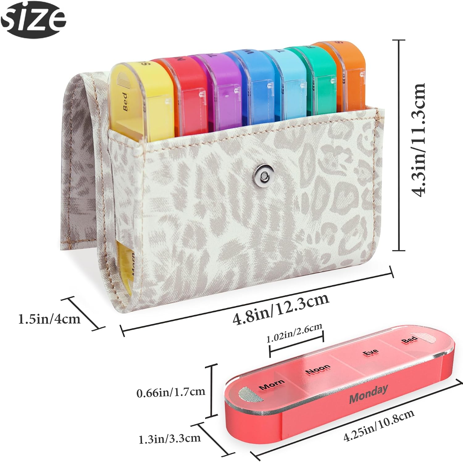 Pill Organizer,Haecsfl Weekly Travel Pill Case Box Medication Reminder Daily AM PM, Day Night 7 Compartments,for 4