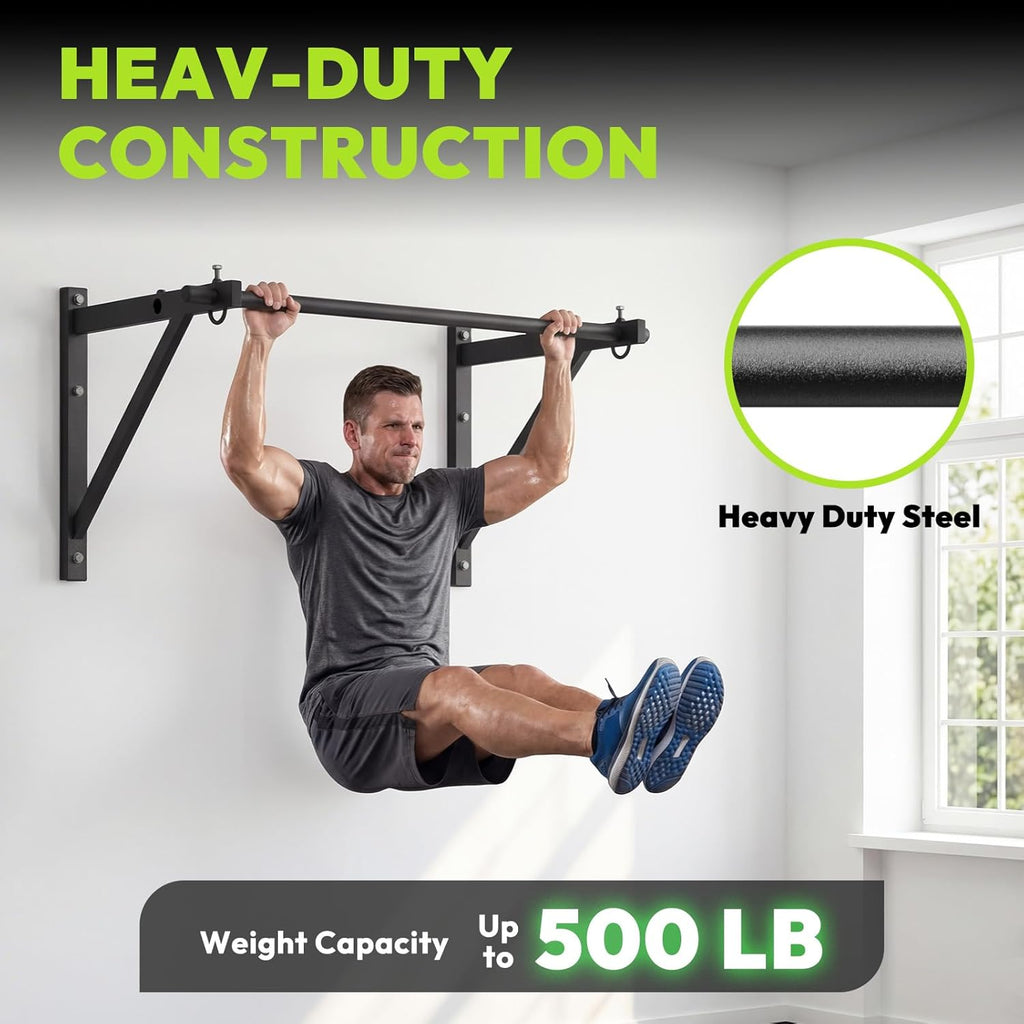 Wall Mounted Pull Up Bar for Doorway, 52''/36'' Chin Up Bar | 500 lb Capacity, Thickened Steel Construction, Joist