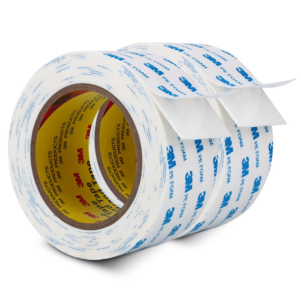 3M Double Sided Tape 2 in x 16.5ft 2 Pack Removable PE Foam Tape
