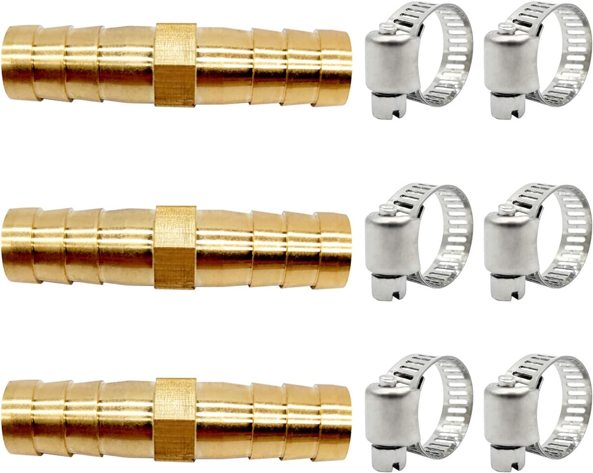 BlingKingdom 3pcs 3/8" Air Hose Repair Kit, Barb Hose Fitting Connector