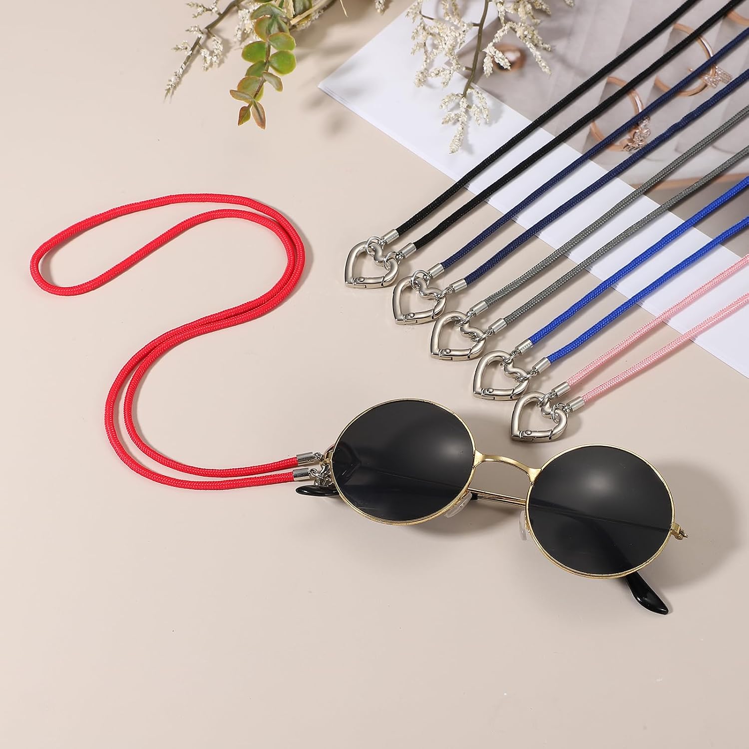 Eyeglass Holder Necklace Ring, Anti-Lost Sunglasses Neck Strap Eyeglasses Chain Holder Eye Glasses Lanyard