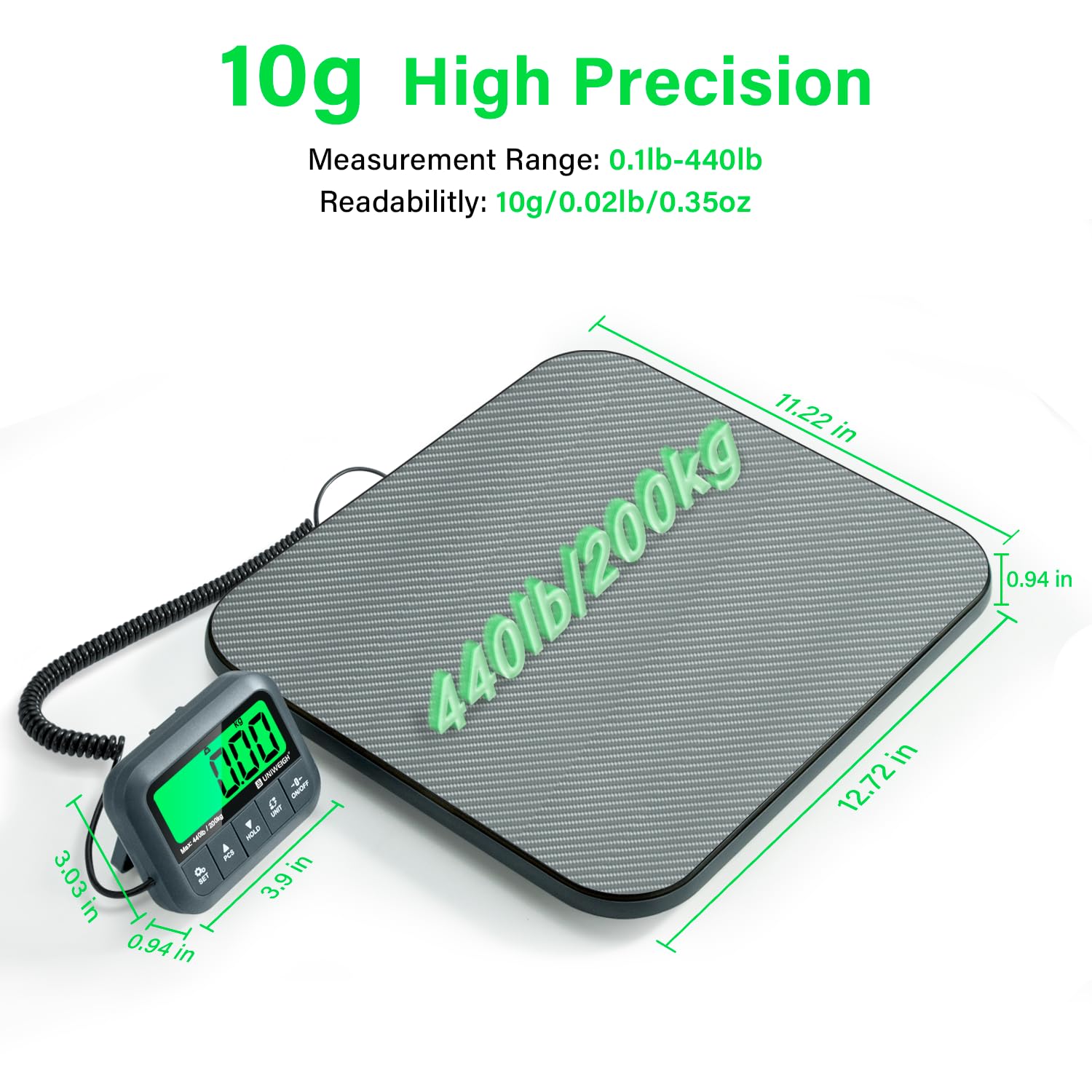 Digital Postal Scale 440lb/0.35oz Accuracy for Shipping Packages | Hold/Tare/Count,Commercial Package Scale for Small