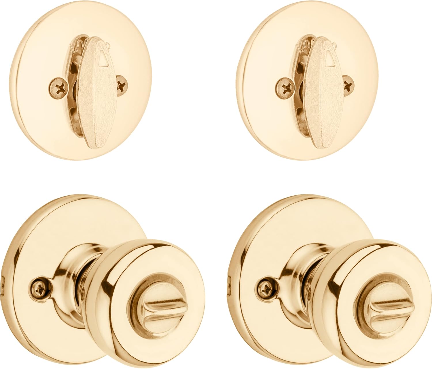 242 Tylo Entry Knob and Single Cylinder Deadbolt Project Pack in Polished Brass