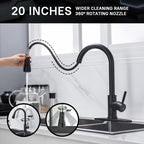 Pull-Down Kitchen Faucet, 3-Mode Sprayer, Matte Black, High Arc