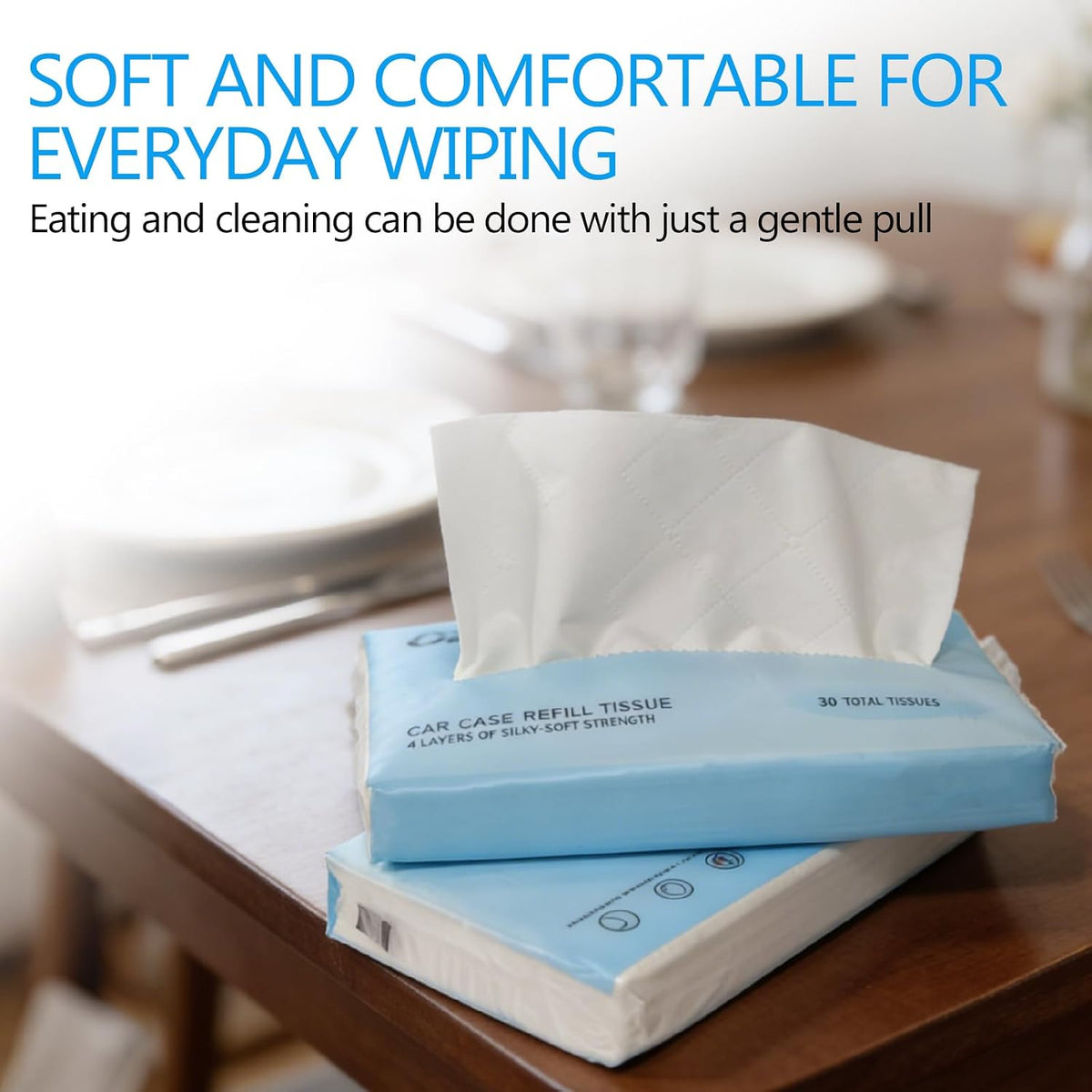 Car Tissues, 8 Packs, 4-Ply Ultra Soft Facial Tissues