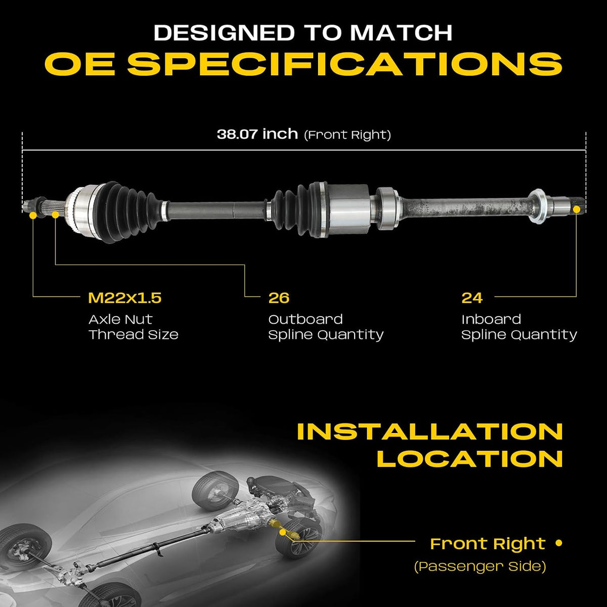Front Right CV Axle Assembly for 2.4L Toyota Camry 2002-2009 Gas