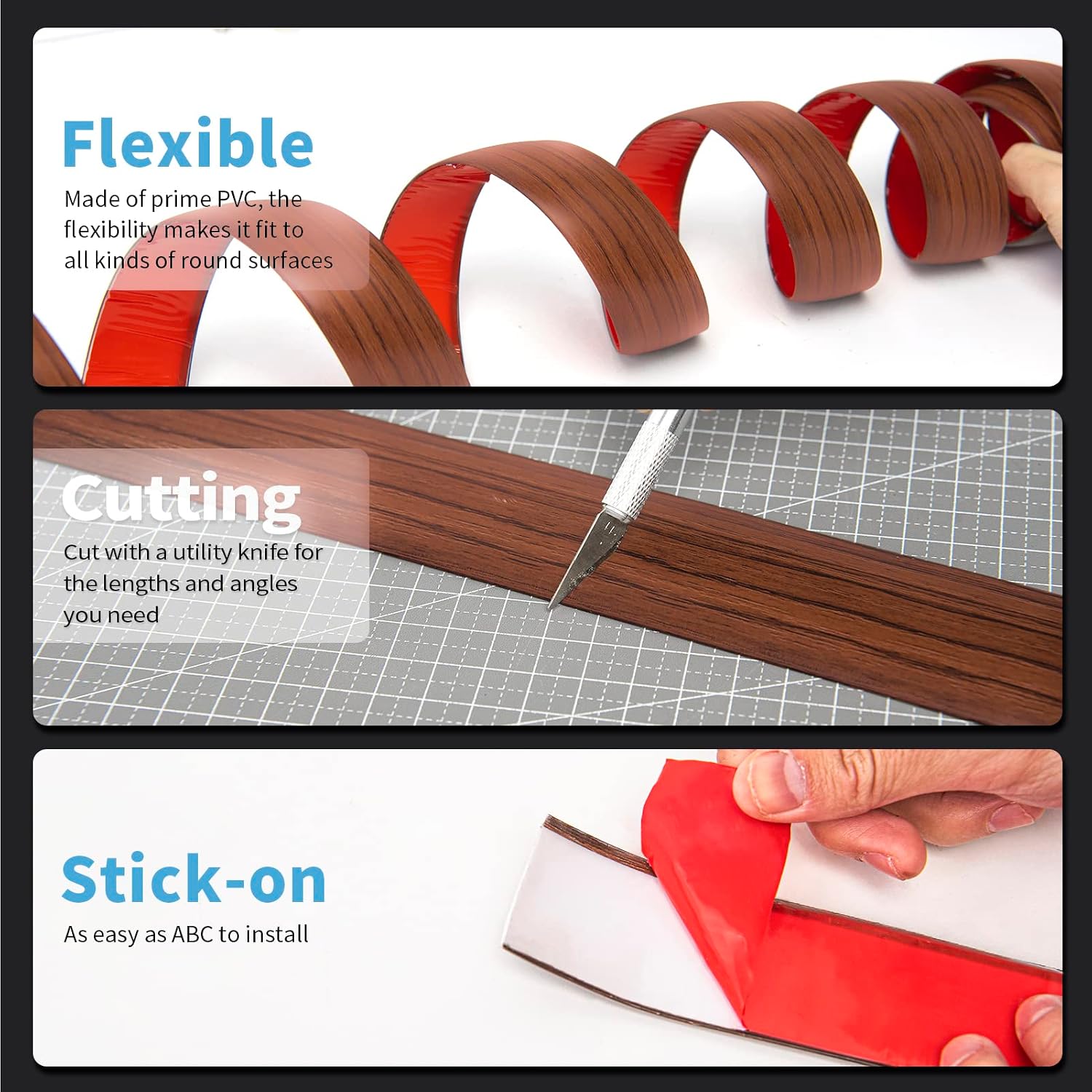 4 ft Vinyl Floor Transition Strip, Laminate Floor Divider, Cherry