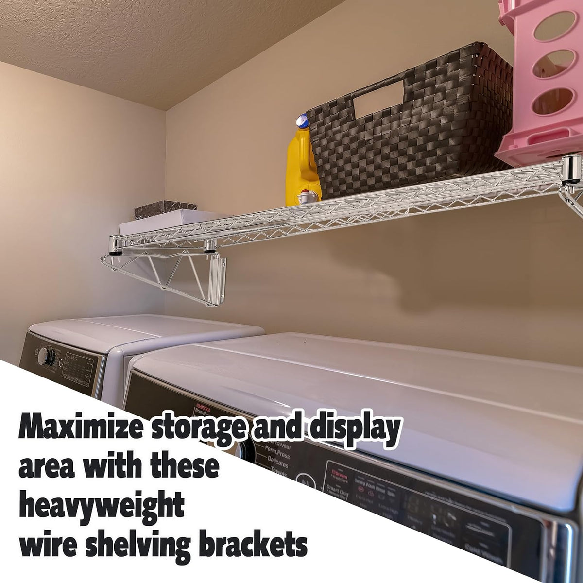 14" Wx 48" L Chrome Wire Wall Mount Shelf Wall Mount Wire Shelf Kit