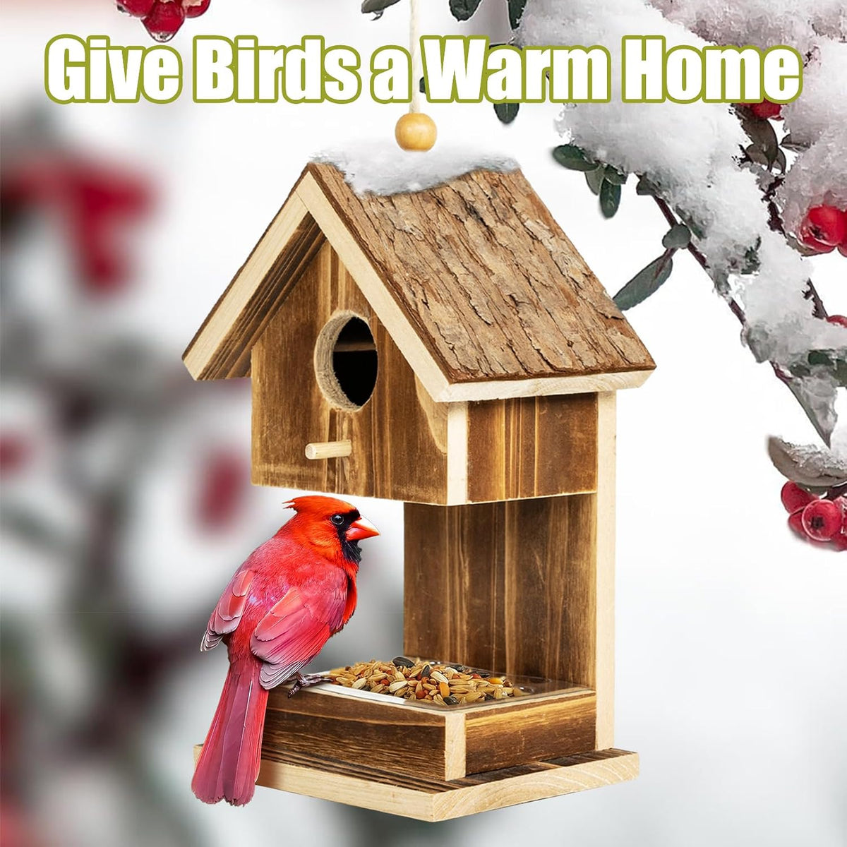 Bird Houses for Outside Hanging Bird House Feeder for Hummingbirds Cardinal Wren Bluebird Wild Birds Small Natural