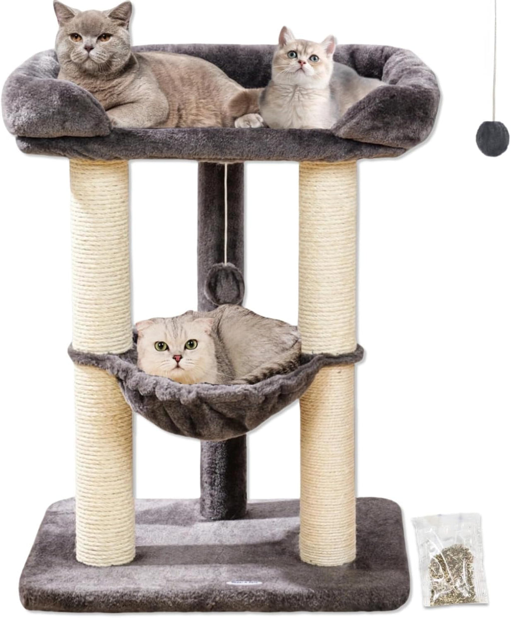 28" Cat Tree, Large Bed for Big Cats, Small Cat Tower with Soft Perch for Window Viewing, Stable Cat Tree Tower, Cat