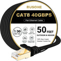 Cat 8 Ethernet Cable 50 FT, 40Gbps 2000MHz Cat8 High Speed Flat Internet Network Patch Cord, SFTP Shielded LAN Wire