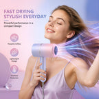 Foldable Ionic Hair Dryer with Diffuser, 1875W, Pink Blue