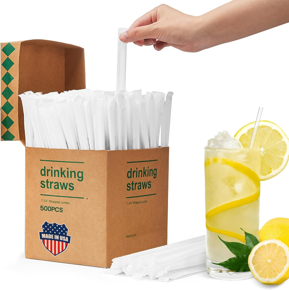 Plastic Straws 500 Pcs Individually Wrapped Clear Disposable Drinking Straw