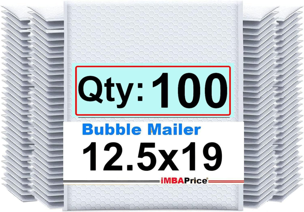 12.5x19 Inches White Poly bubble Bag, 100-Pack Large Size #6 Self Seal Poly Bubble Mailers Padded Packing Envelopes