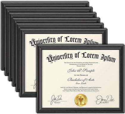 8.5x11 Certificate Frames - Black, 12 Pack - Contemporary Diploma Frames 8.5 x 11 - Composite Wood Document Frames