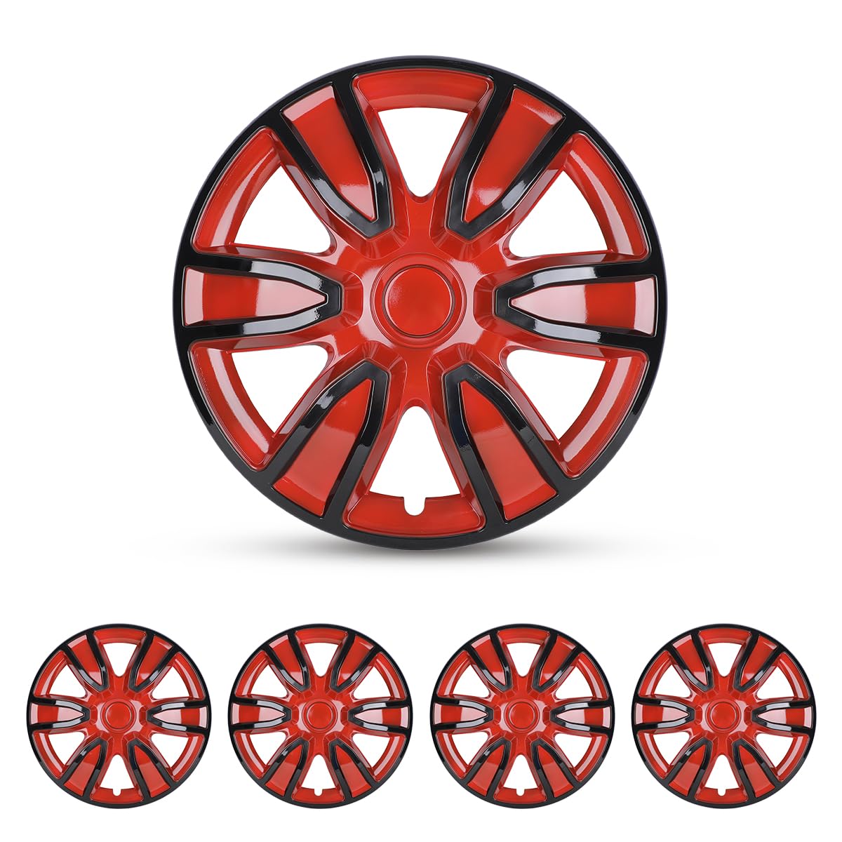 14 Inch Universal Hubcaps for Car Truck SUV, Black & Red Lacquer