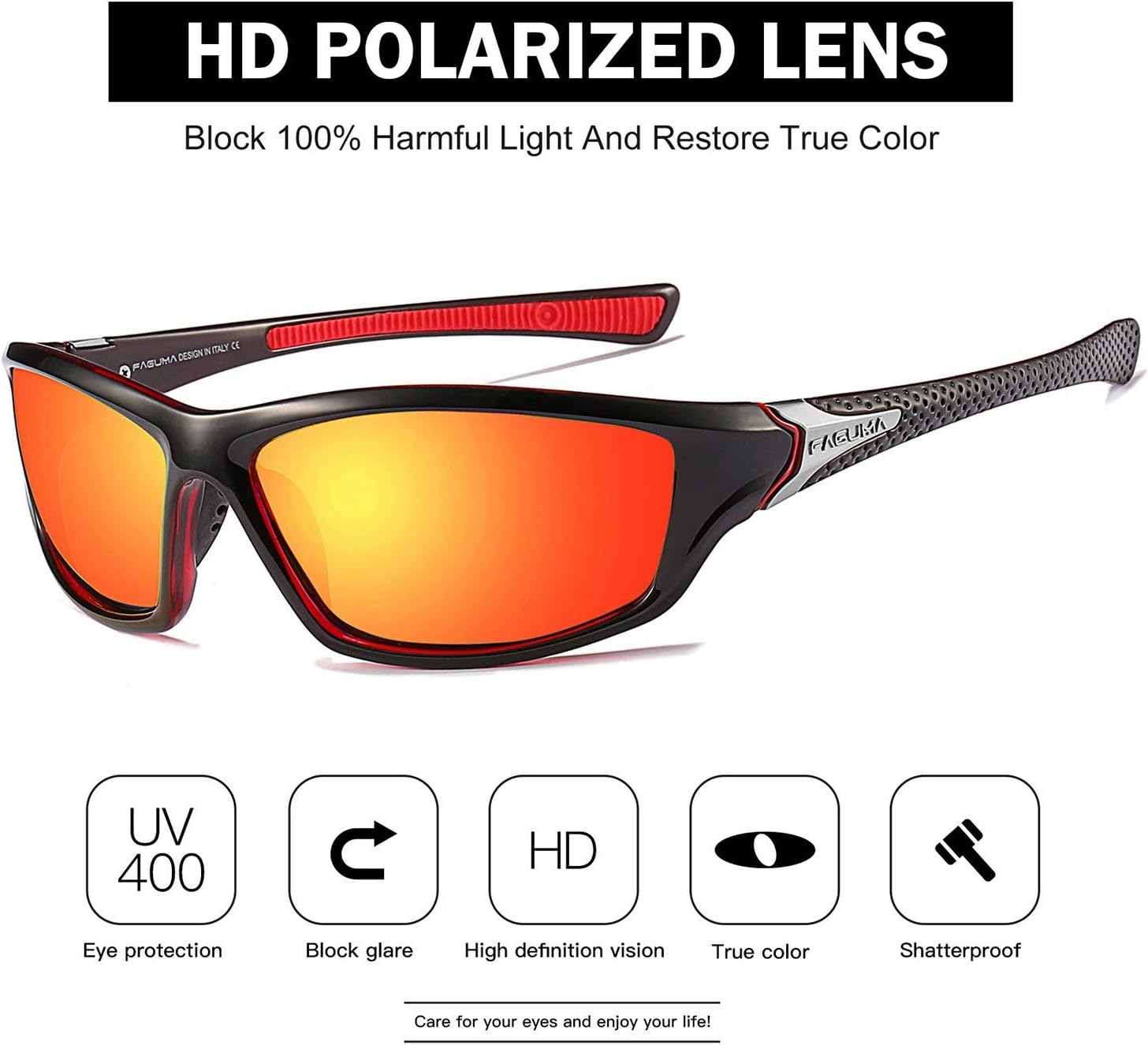Sports Polarized Sunglasses For Men UV400 Protection | Cycling Driving Fishing