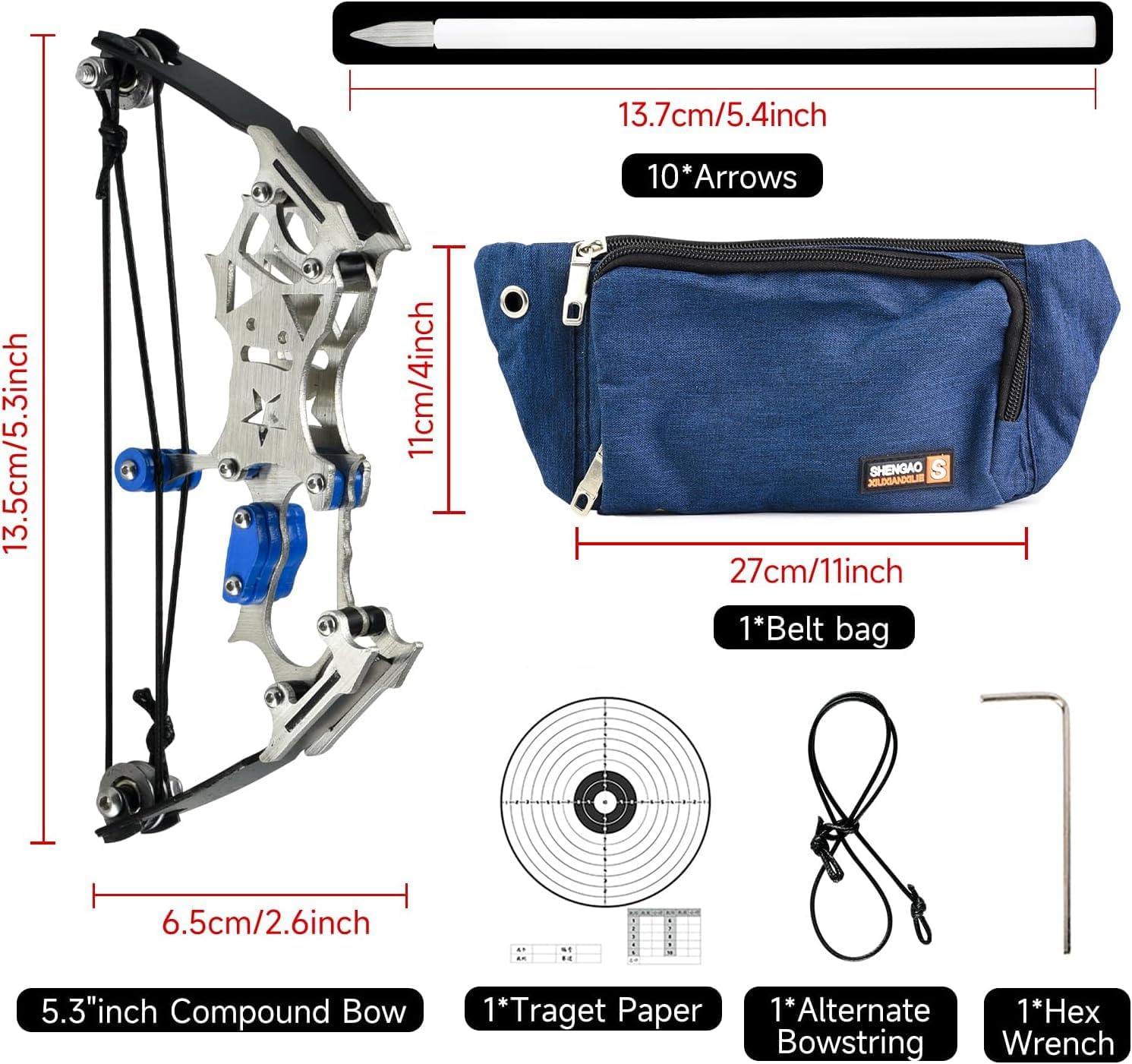 Mini Compound Bow and Arrow Set for Age 14+, Cool Gadget for Man & Women, Archery Hunting Bow for Target Shooting