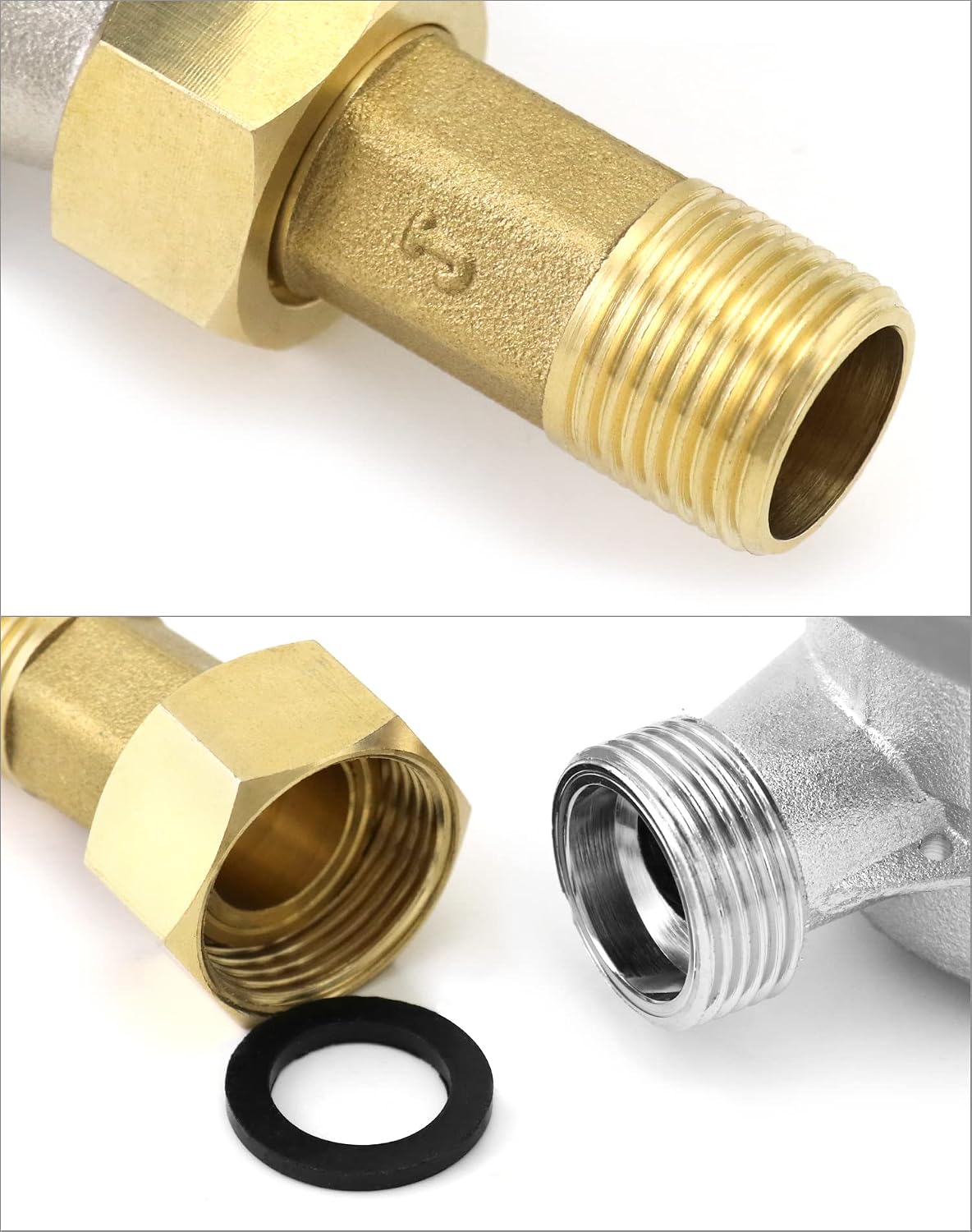 QWORK Water Meter, 1/2" NPT 304 Stainless Steel Cold Water Flow Meter with Pulse Output, for Garden and Home Use, Includes 2 pcs 1/2"NPT Thread Adapter