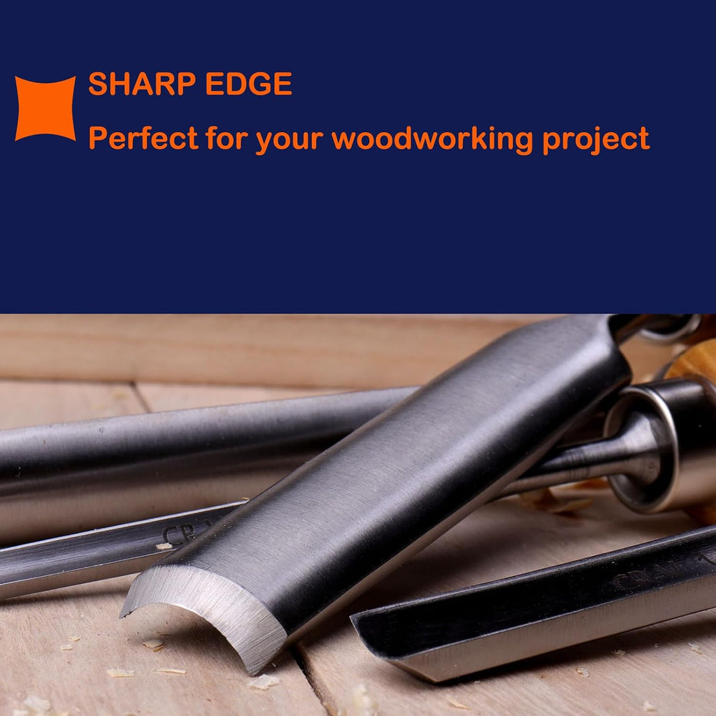 4-Pieces Woodworking Wood Chisel Set,CR-V Steel Sharp Curved Edge Gouge Firm Wood Handle Carpentry Gouge Tools