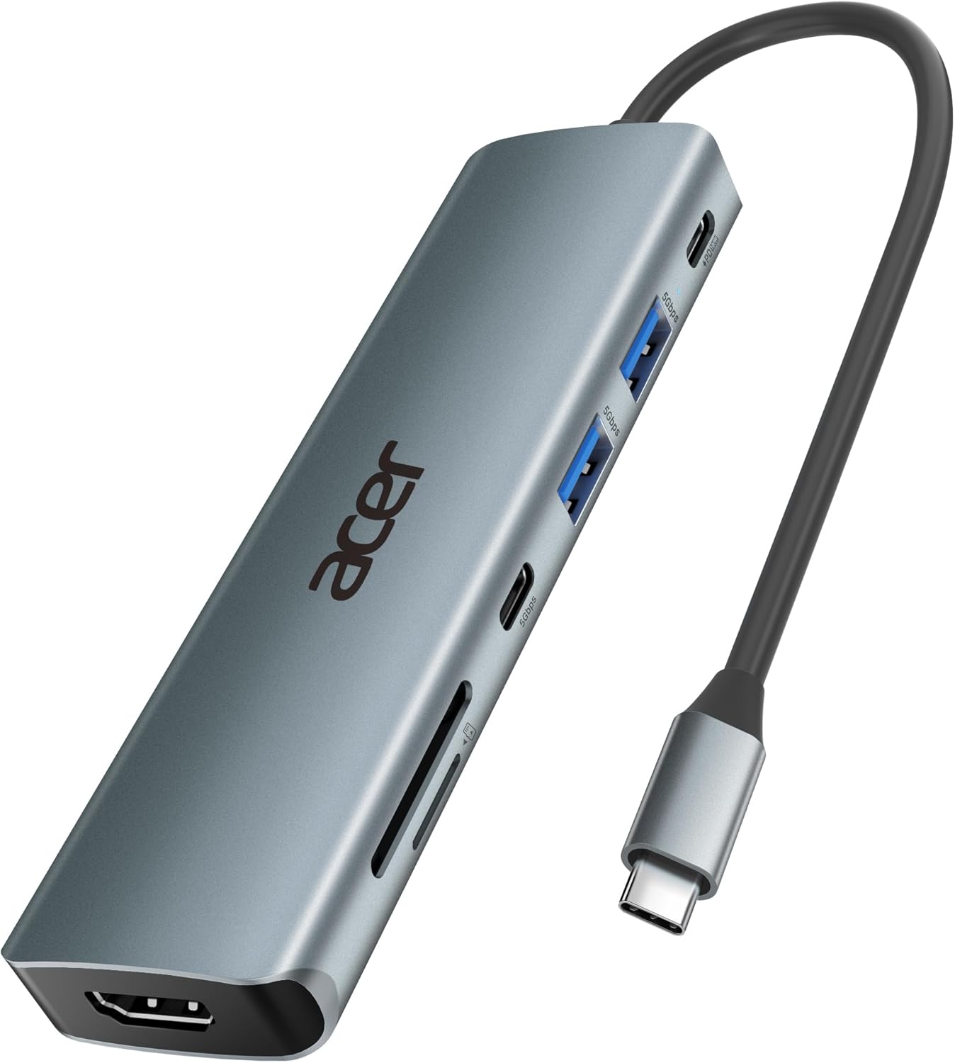 USB C Hub, 7 in 1 Multi-Port Adapter for Laptop, 4K, HDMI Splitter with 2 USB A 3.1 & Type-C to HDMI Data Port, PD