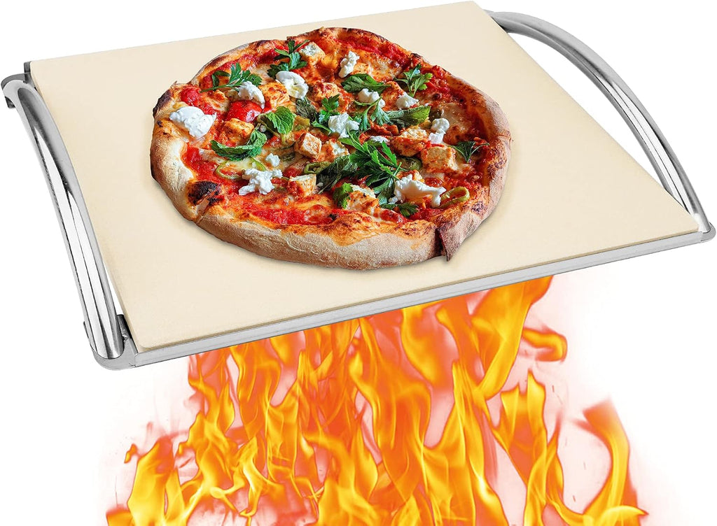 16" Cordierite Pizza Stone with Removable Stainless Steel Rack