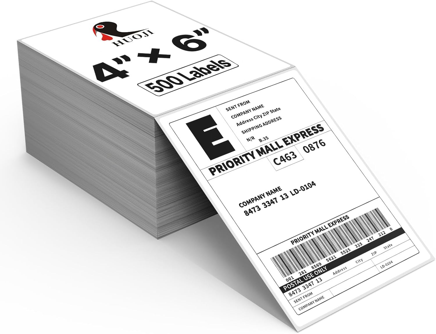 4x6 Thermal Labels, Perforated, 500/Stack, Commercial Grade | 4x6 Labels Fanfold, Strong Adhesive, BPA Free, Clear
