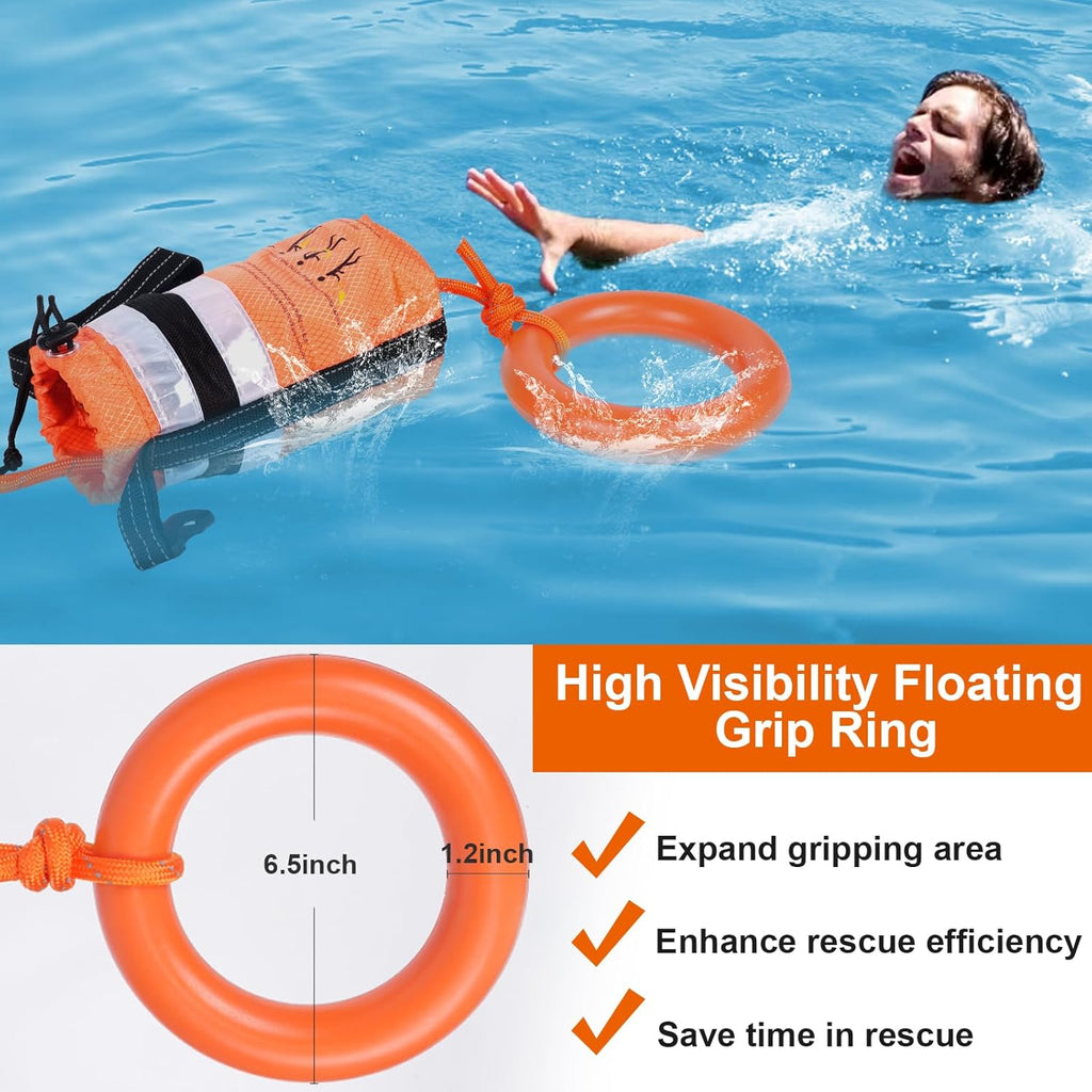 Water Rescue Throw Bag - 3/10 Inch Rope with 50FT /70FT/100FT Length Up to 1900lbs Tensile Strength Throwable
