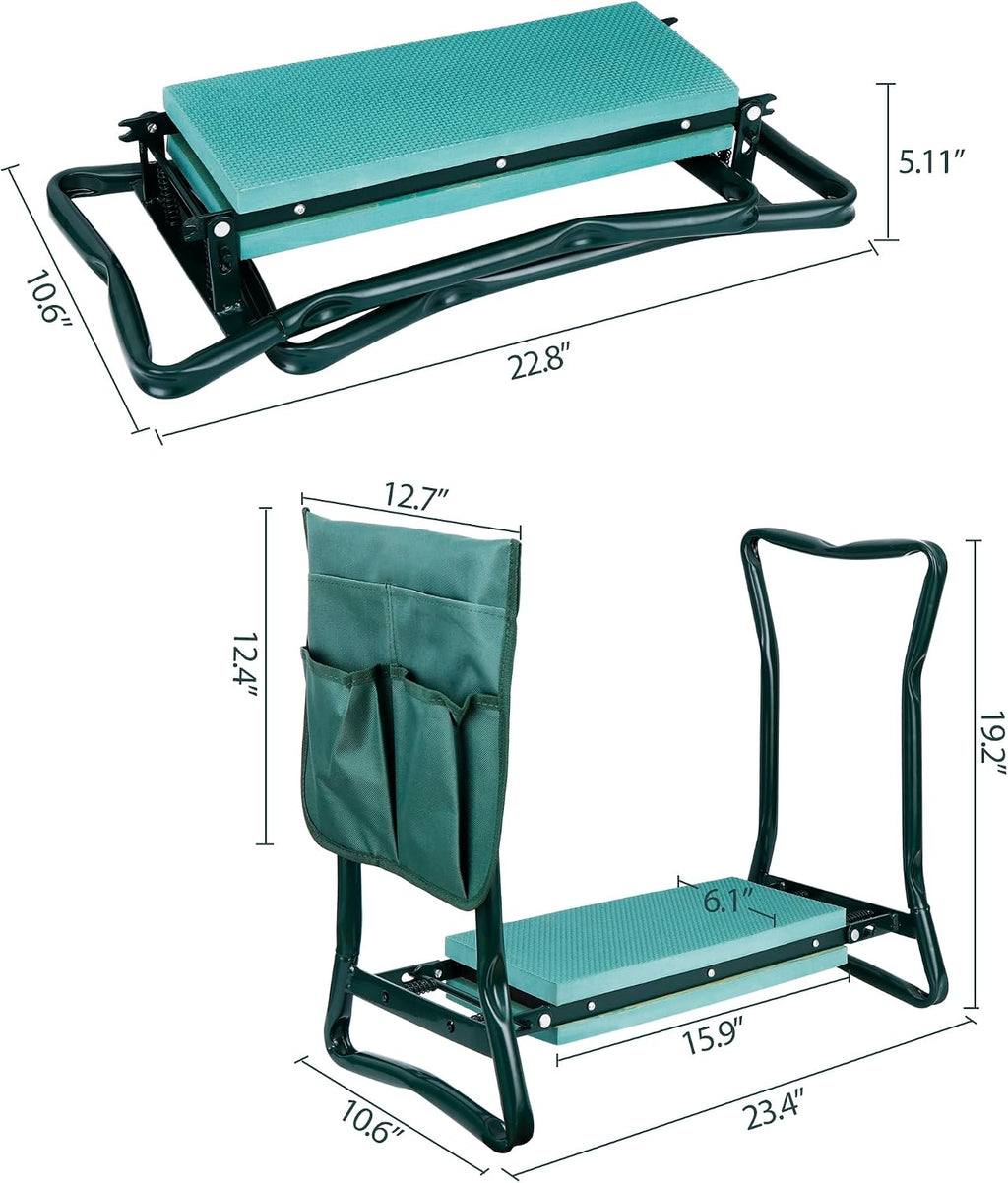2 in 1 Garden Kneeler and Seat - Portable Heavy Duty Folding Garden Stool for Women Men Seniors, w/EVA Foam Kneeling