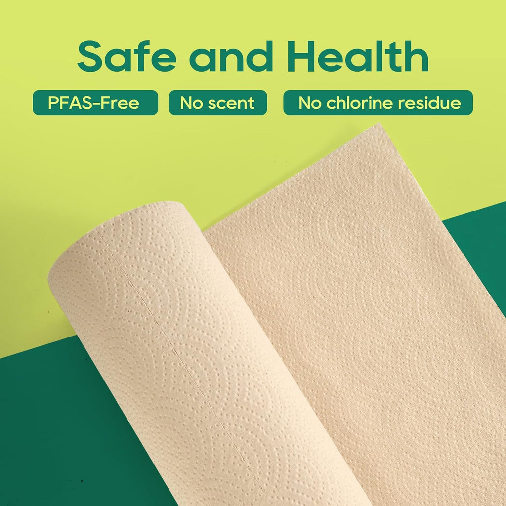 Bamboo Paper Towels, 8 Rolls, 2 Ply 120 Sheets, Nature