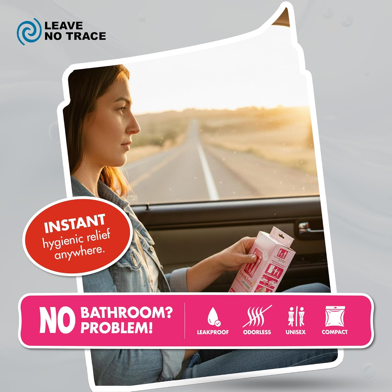 TravelJane Disposable Urinal Bags – Leakproof – (TJ1R-C) | Travel Urinal for Women, Men & Kids – Odorless Portable