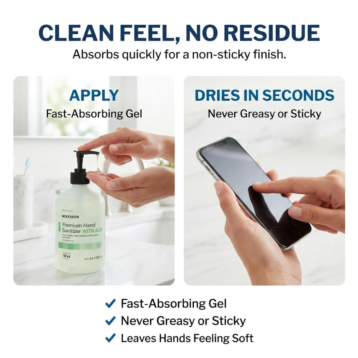 Hand Sanitizer with Aloe, 18 oz Pump Bottle [Pack of 3] - 70% Ethyl Alcohol, Spring Water Scent, No-Rinse Sanitizing