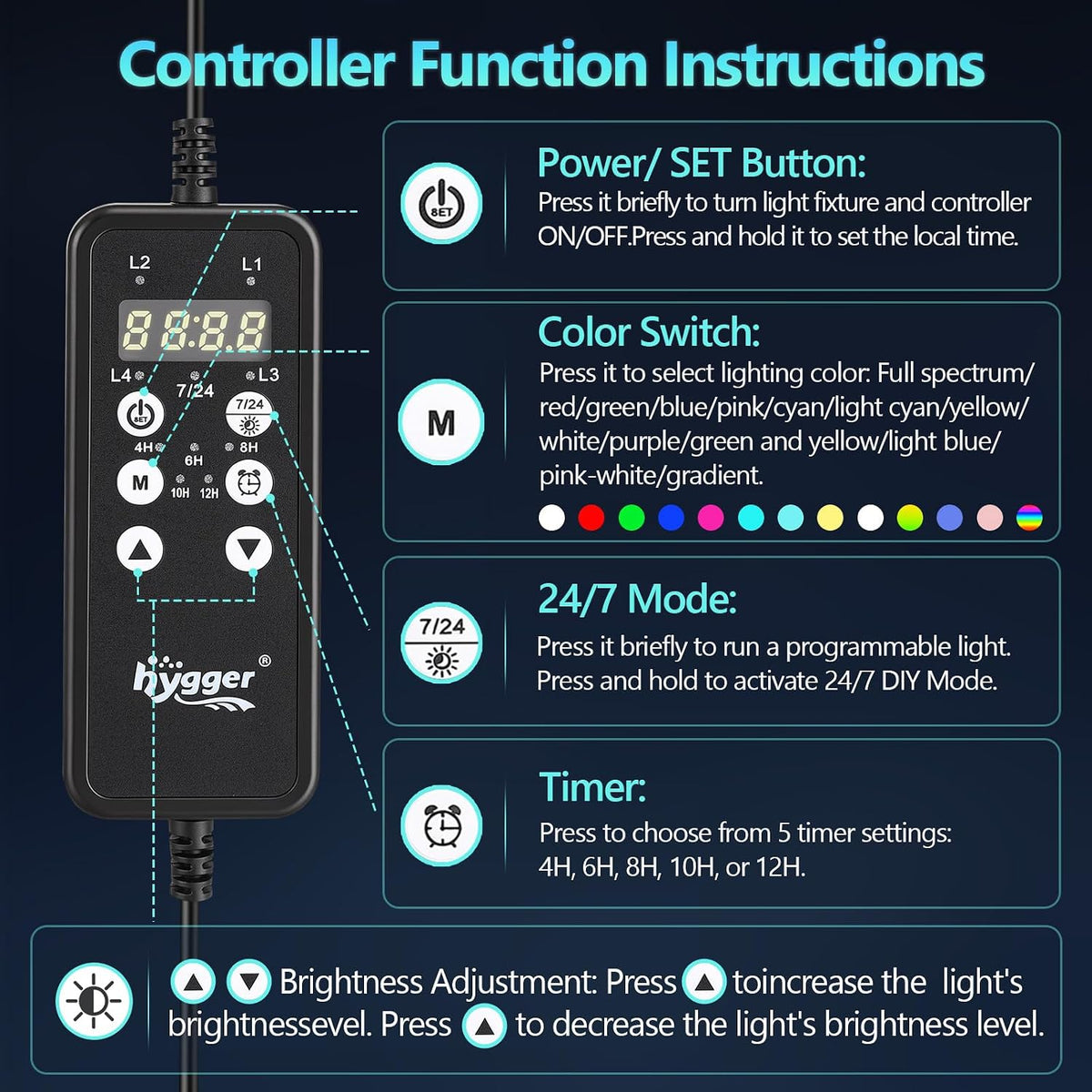 12W Voice Control LED Aquarium Light, 24/7 Mode, 12-18" Planted Tank