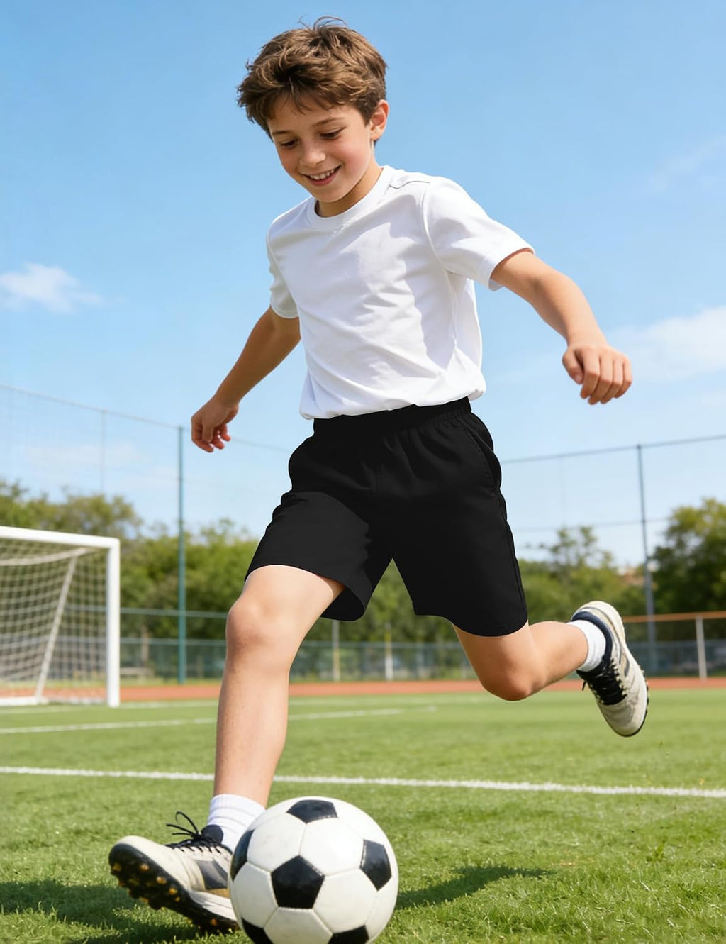 Boys Basketball Athletic Shorts with Pockets Soccer Running | Breathable Quick Dry Kids Gym Active Performance Shorts
