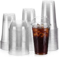 20oz Plastic Cups with Wide Dome Lids, Clear Disposable Cold Drink Cups, 98mm Wide Mouth Bubble Tea Cup for Smoothie