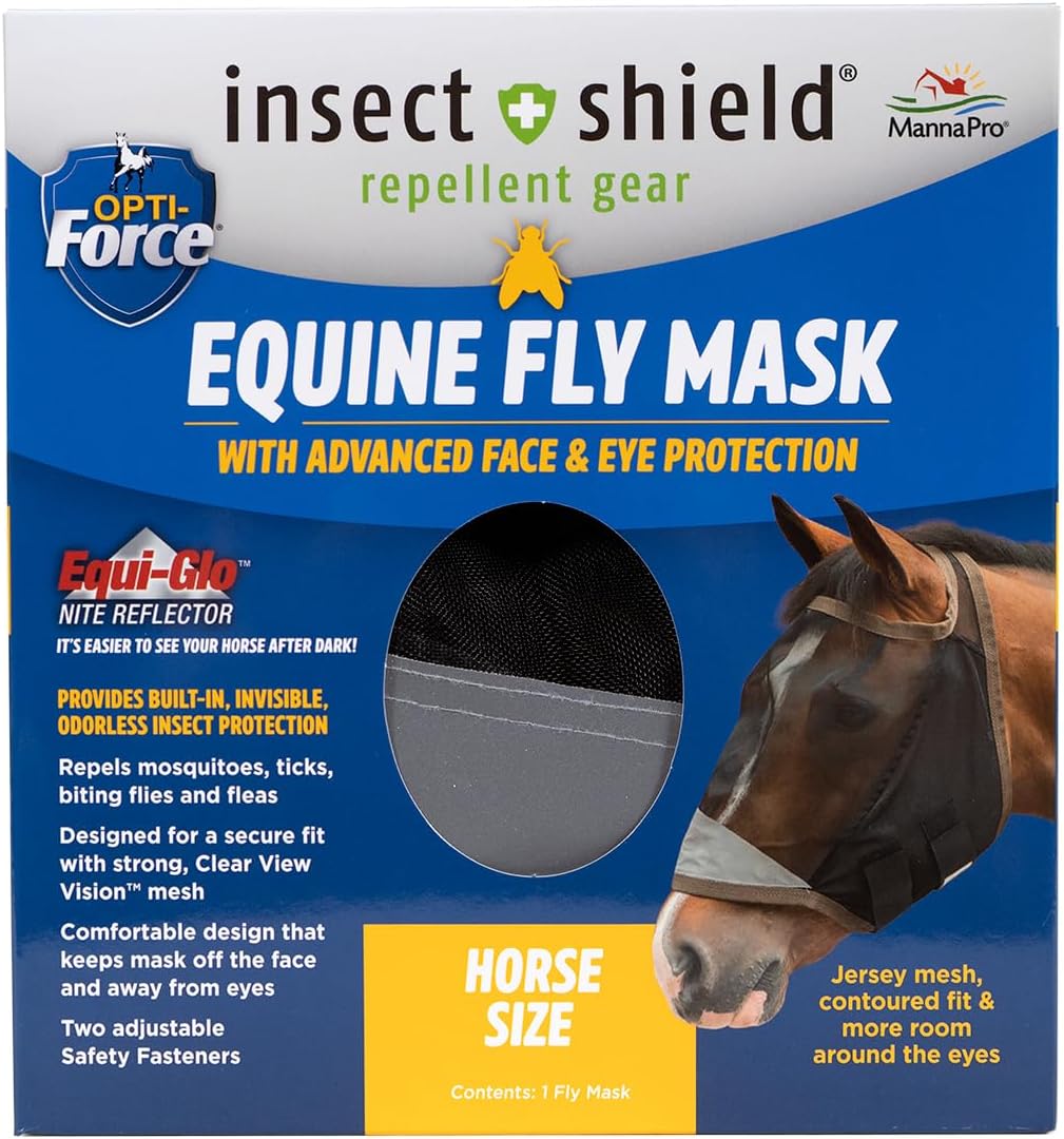 Opti-Force Horse Fly Mask with UV Protection, Standard, No Ears
