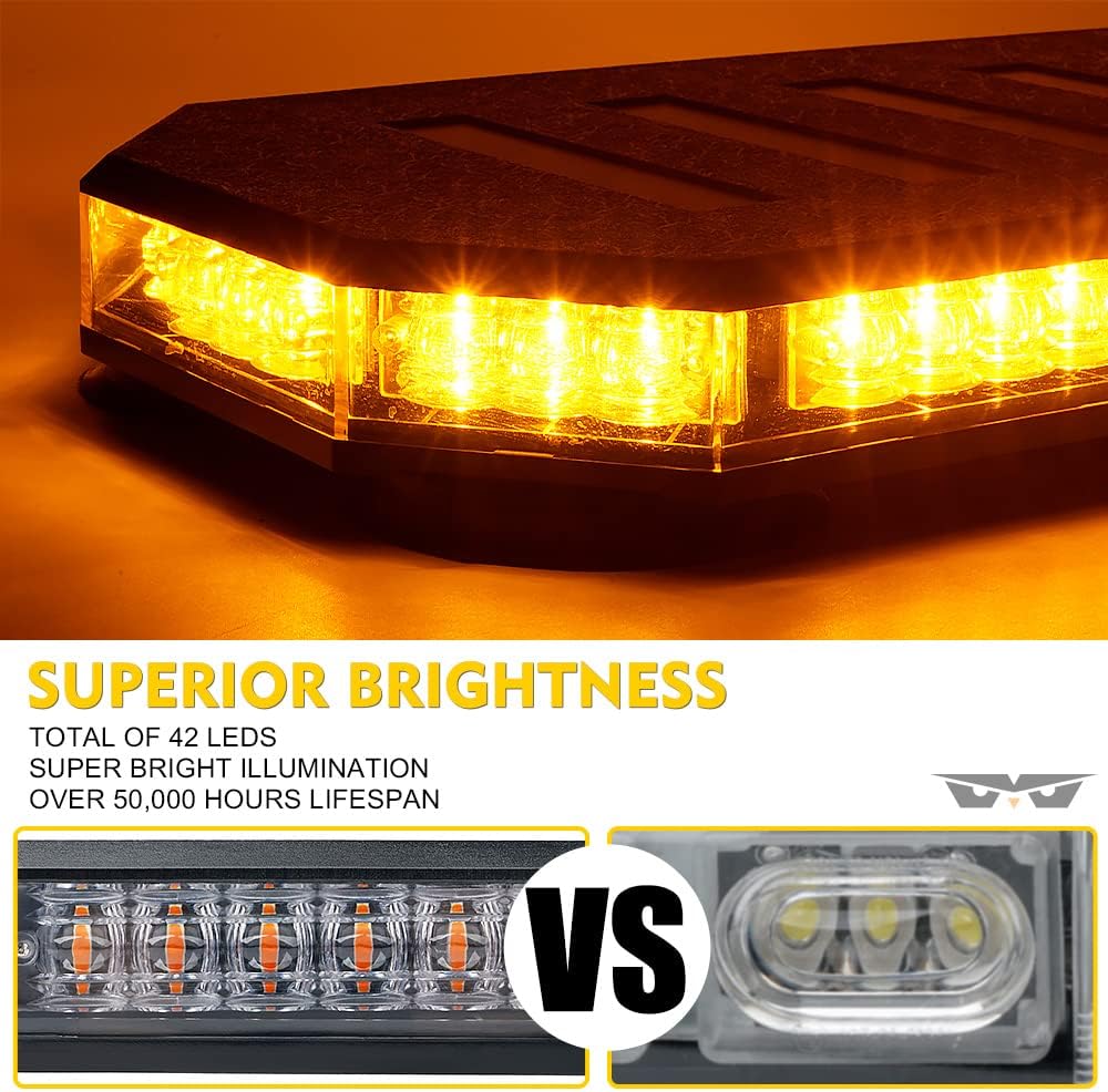 42 LED Roof Top Strobe Beacon Light Bar Hazard Warning Emergency Flashing Plow Lights with Controller for