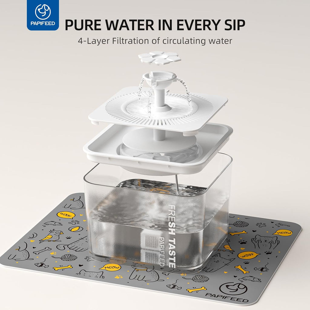 Automatic Cat Feeder and Water Fountain, 3L/12 Cups 2.4G WiFi Pet Feeder with Stainless Steel Bowl, Smart APP Control
